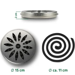 Gardigo Citronella-Räucher Set Räucherspirale mit Räucherschale