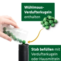 Gardigo Verdufterstab Wühlmaus Maulwurf-Schreck mit 15 Verdufterkugeln