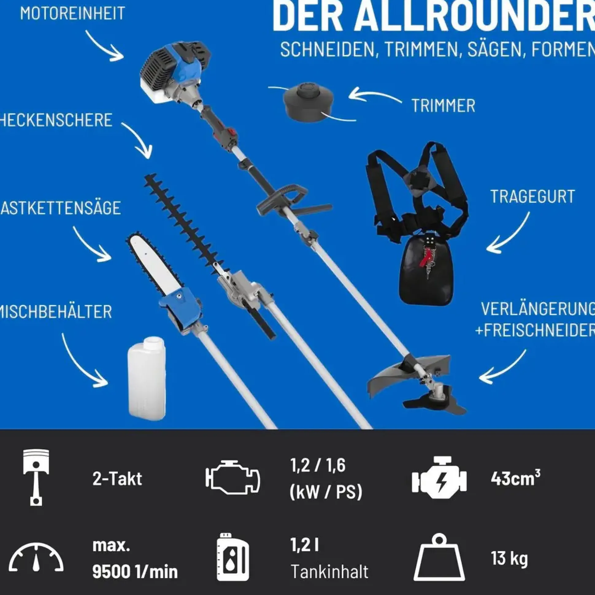 Güde Gartenpflege-Set GPS 1001 4in1