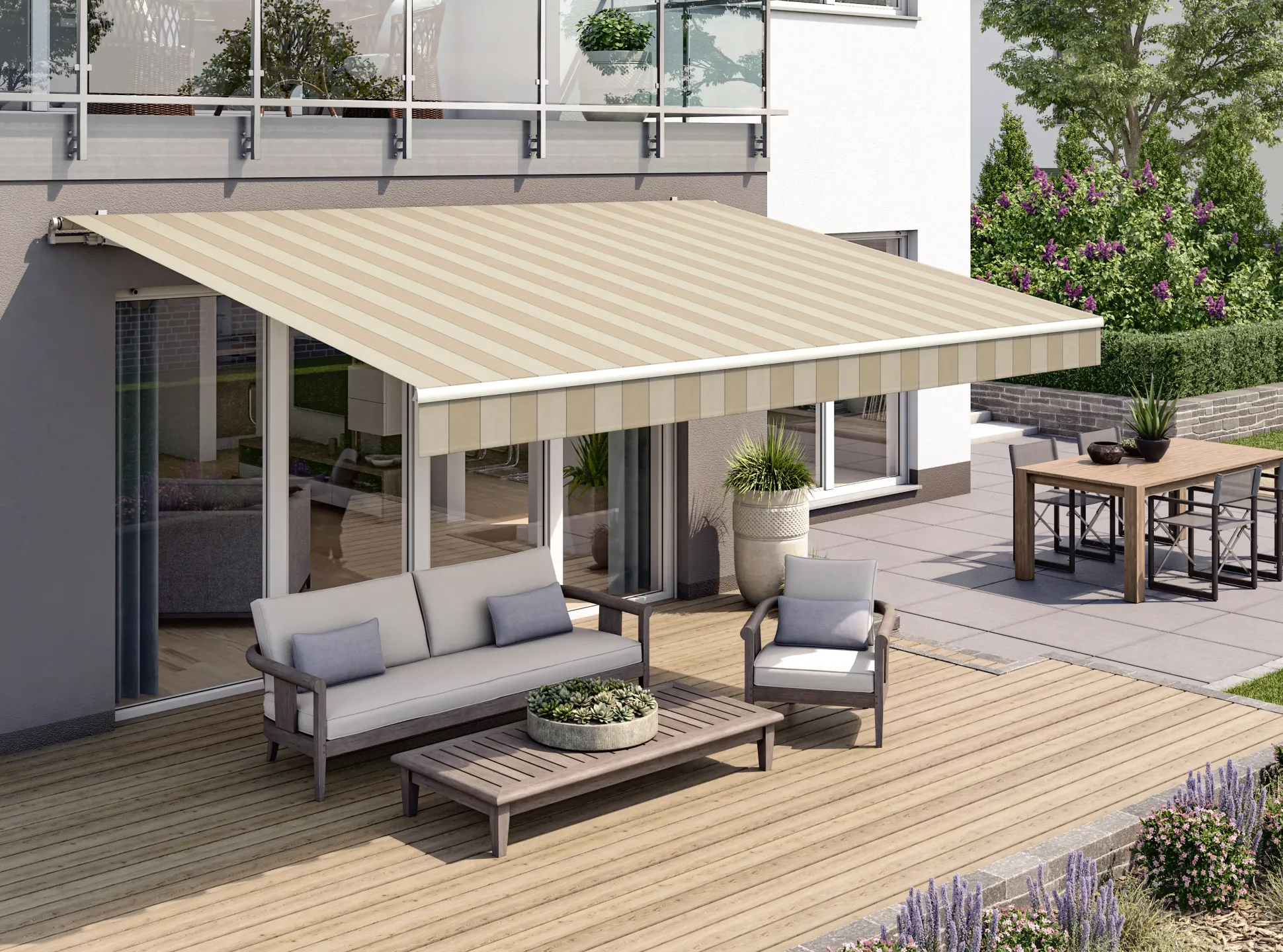Gelenkarmmarkise Classic beige gestreift inkl. Handkurbel