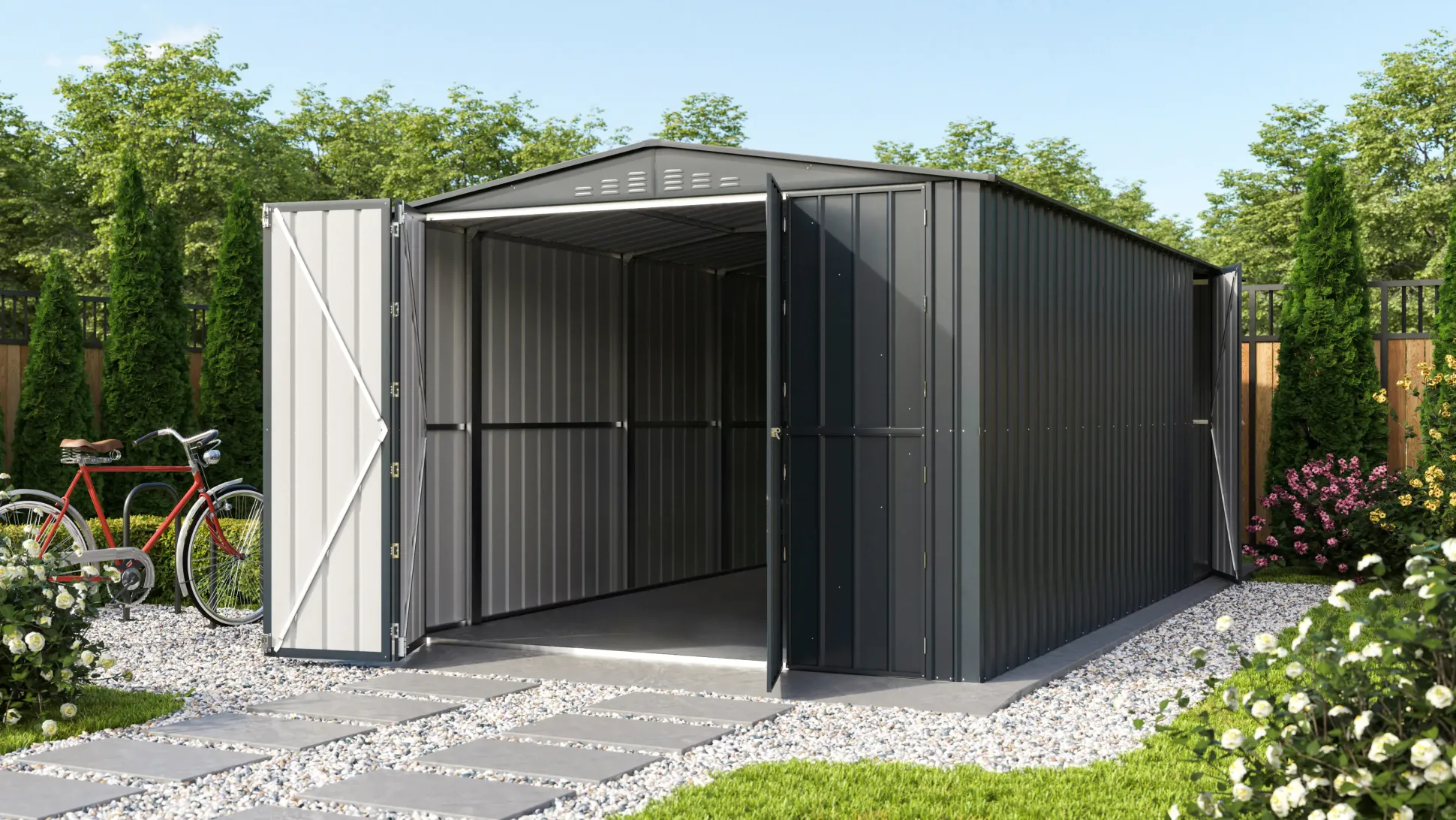 Globel Metallgerätehaus Parker MGR 1015 308 x 464 x 225 cm anthrazit