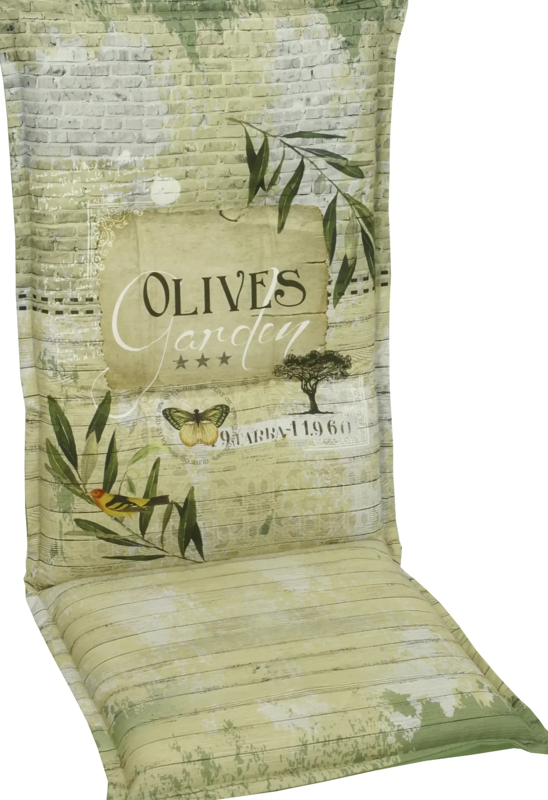 Go-De Hochlehner-Auflage 120 cm x 50 cm x 7 cm, grün beige gemustert