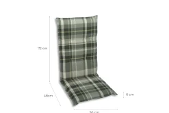 Go-De Hochlehner-Auflage 120 cm x 50 cm x 6 cm, grau-kariert