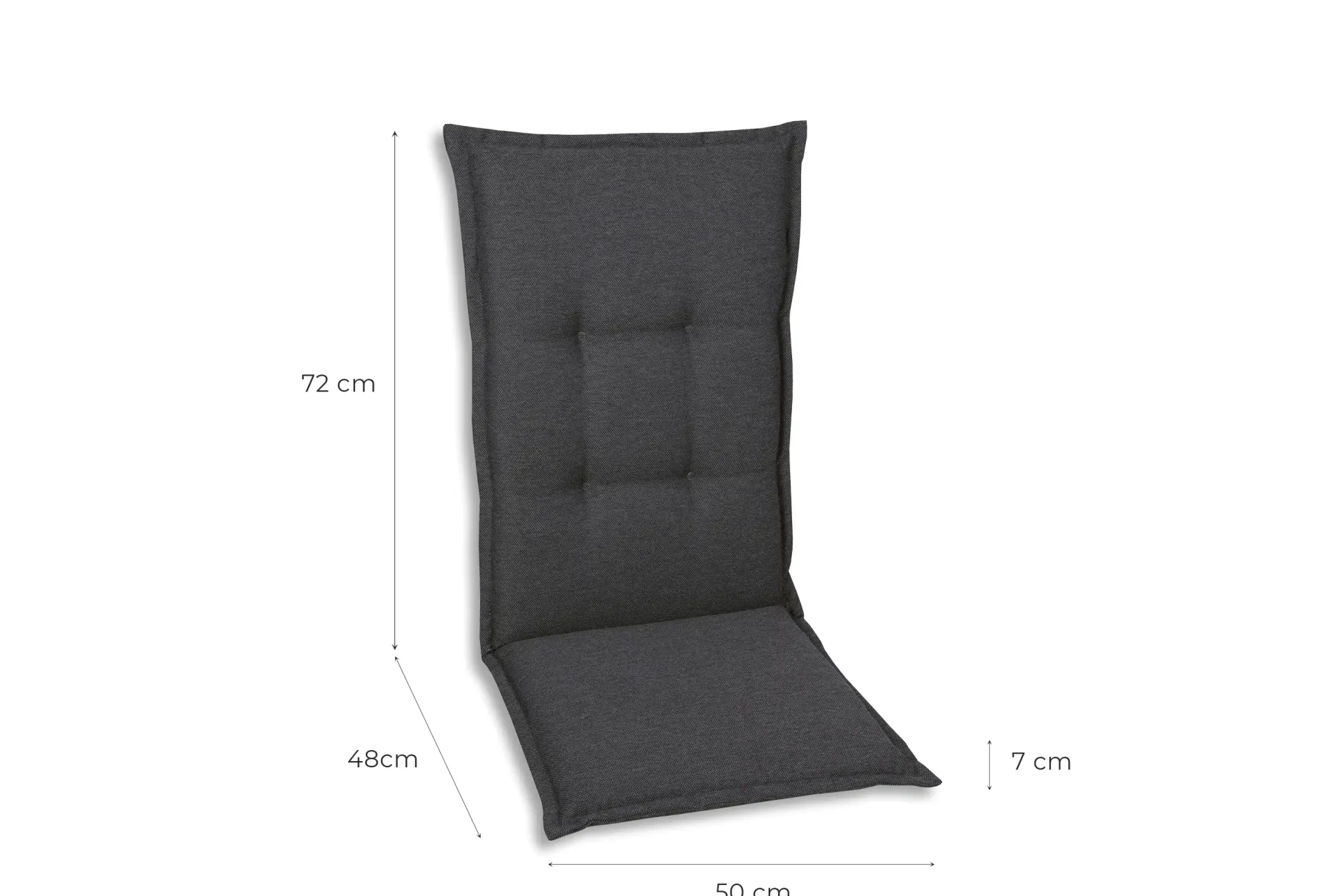 GO-DE Hochlehner-Auflage 120 cm x 50 cm x 7 cm, grau, anthrazit
