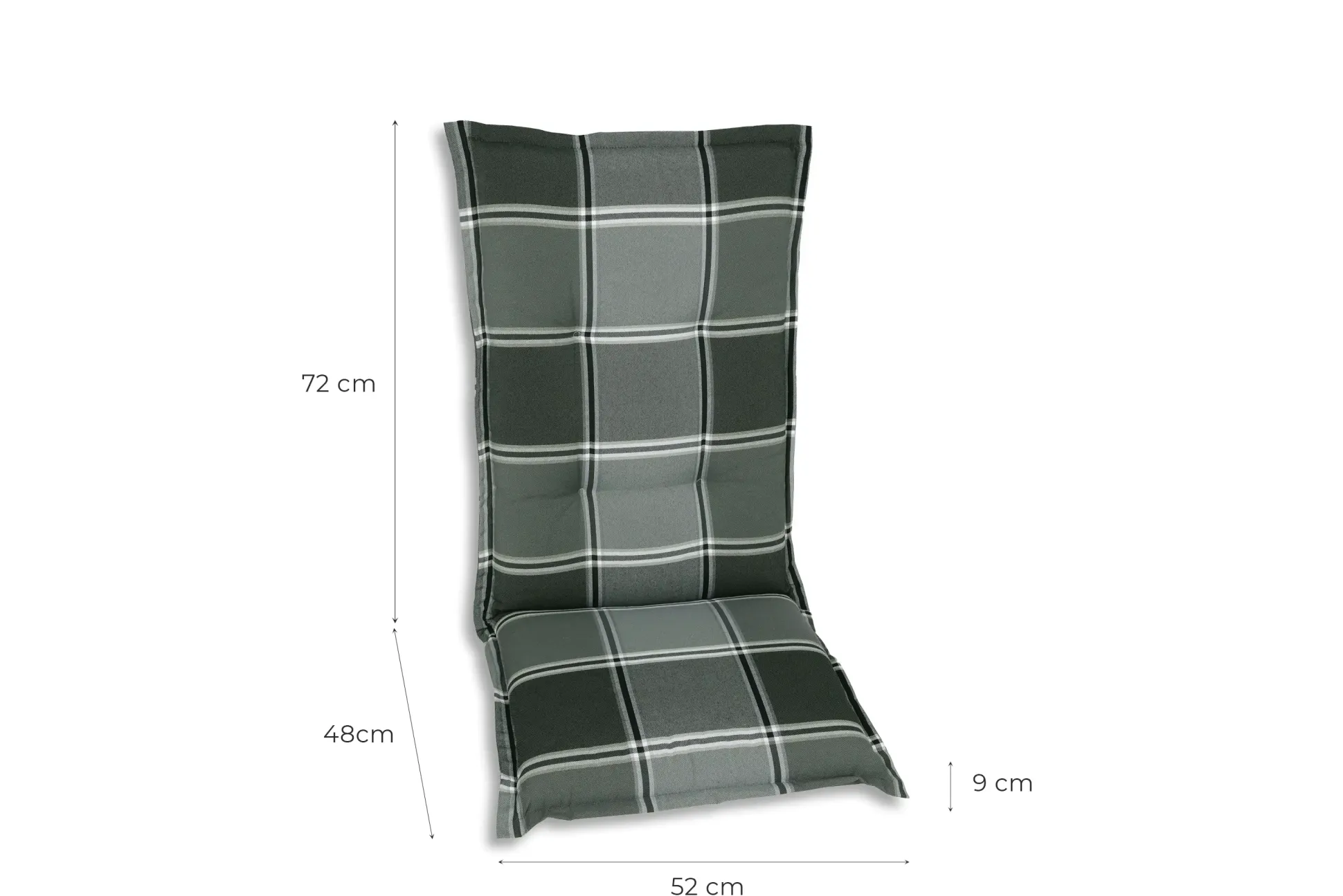 GO-DE Hochlehner-Auflage 123 x 50 x 9 cm, grau kariert