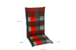 GO-DE Hochlehner-Auflage 120 x 50 x 8 cm, rot kariert