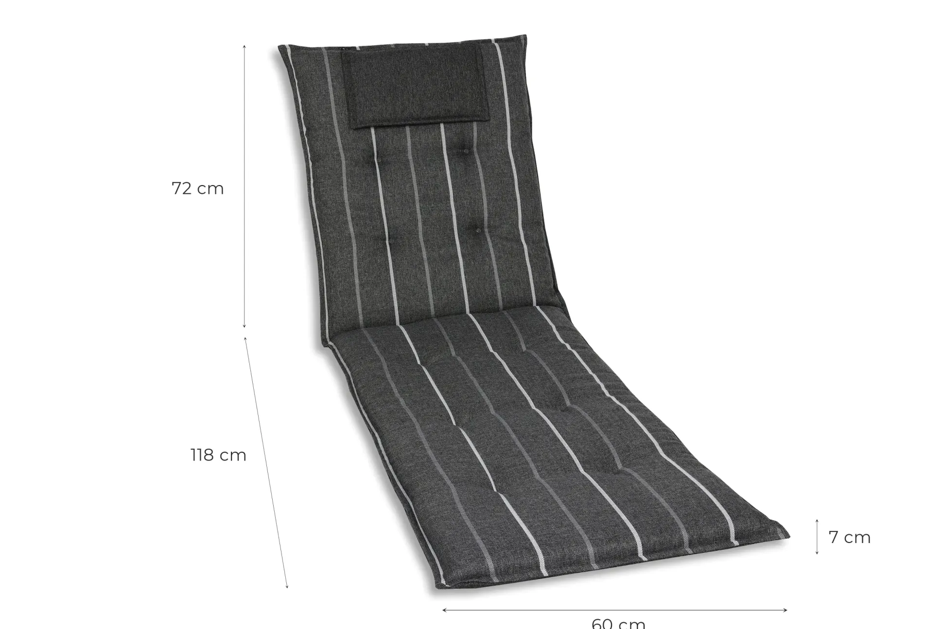 GO-DE Liegen-Auflage 190 cm x 60 cm x 7 cm, grau, anthrazit