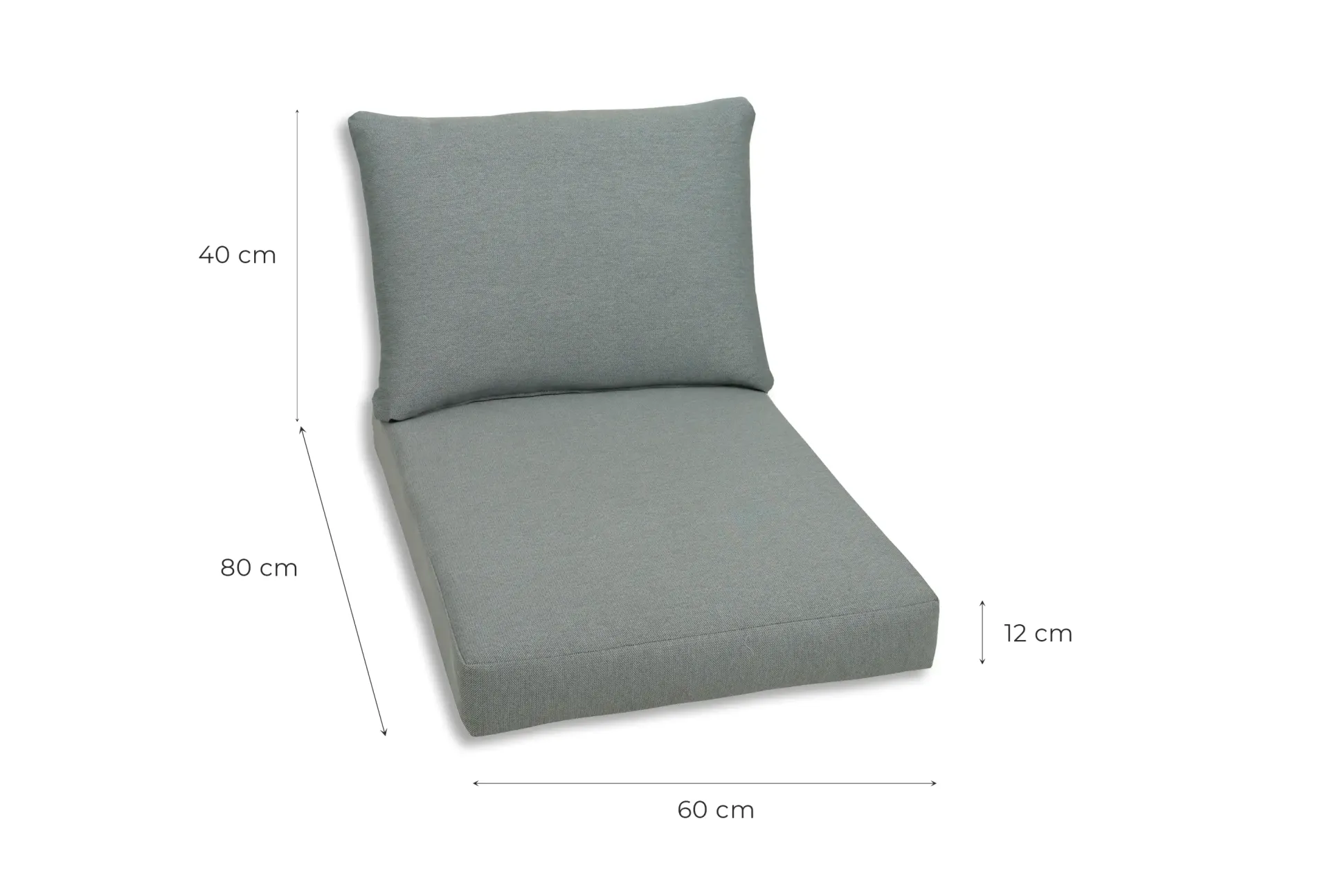 GO-DE Loungekissen-Set 80 x 60 x 12 cm, grau