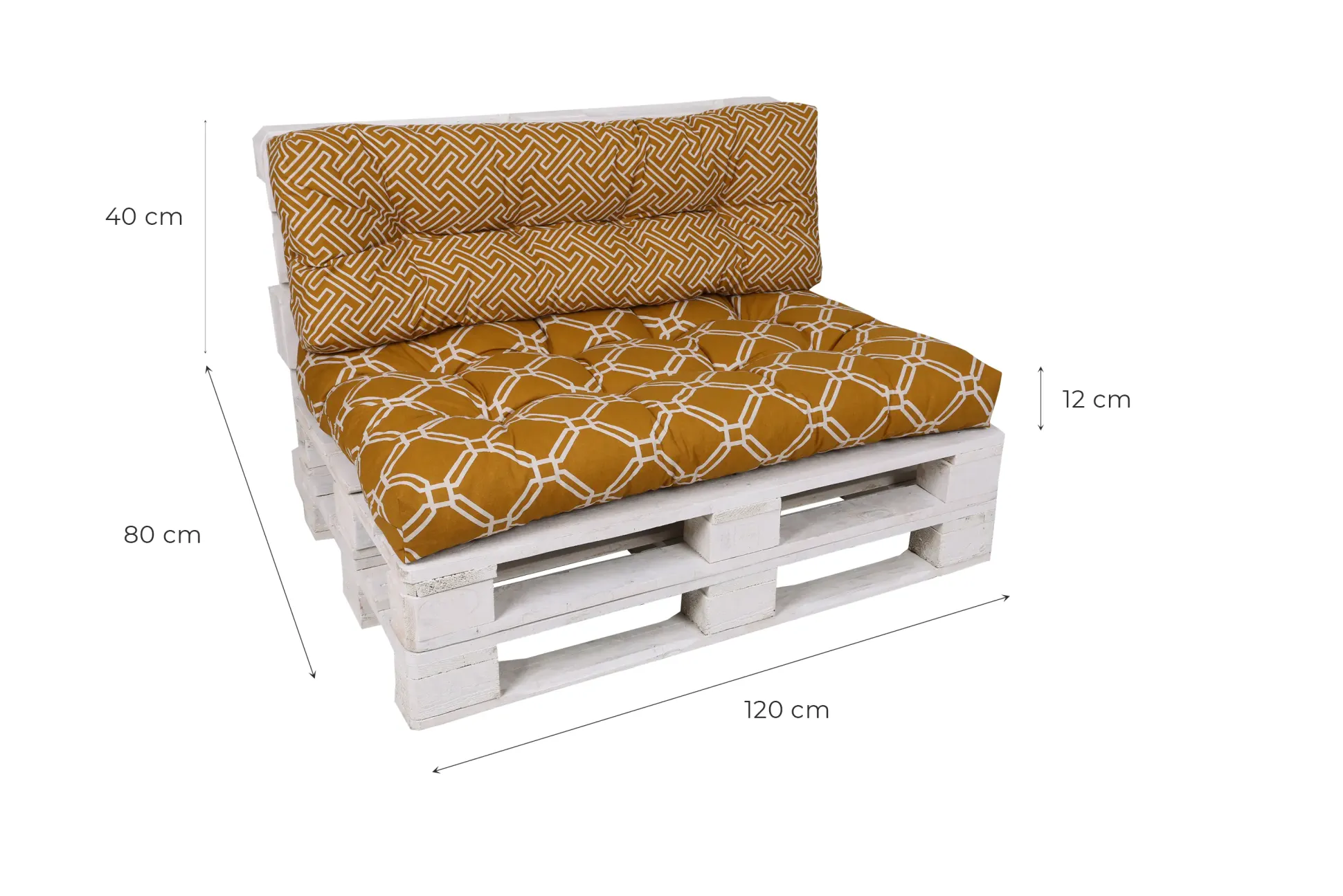 GO-DE Loungekissen-Set für Paletten 120 x 40 x 15 cm, gelb, senf
