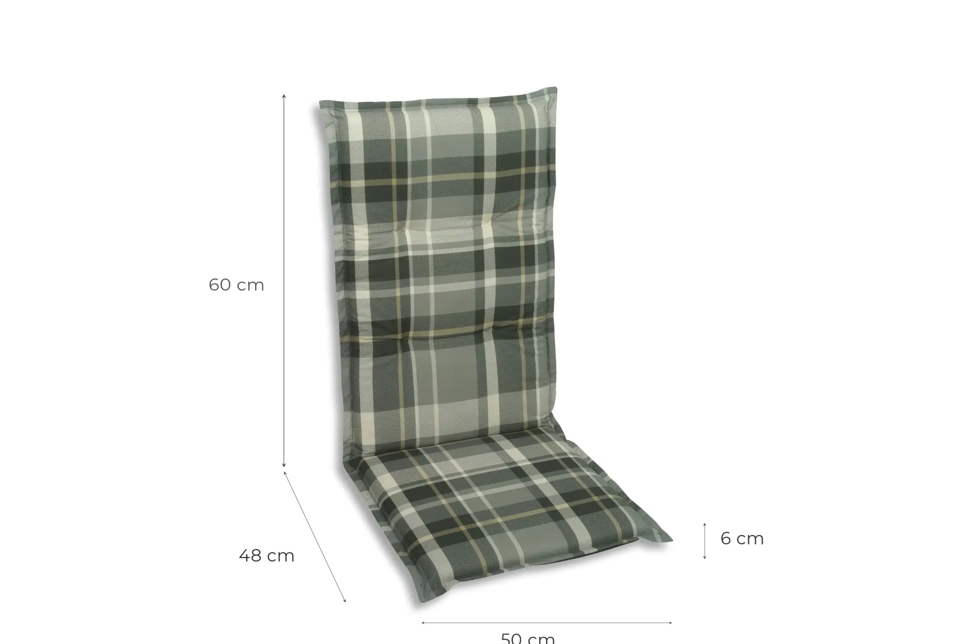 Go-De Mitellehner-Auflage 108 cm x 50 cm x 6 cm, grau-kariert