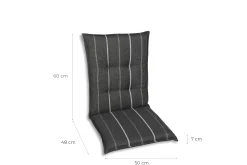 GO-DE Mittellehner-Auflage 108 cm x 50 cm x 7 cm, grau, anthrazit