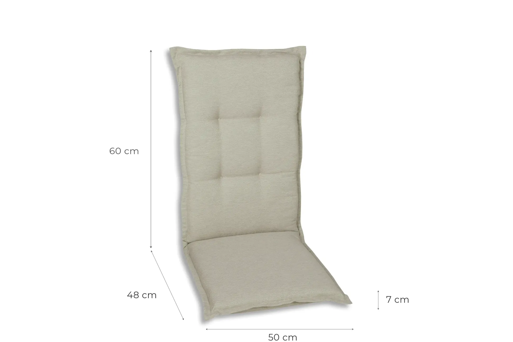 GO-DE Mittellehner-Auflage 108 cm x 50 cm x 7 cm, beige