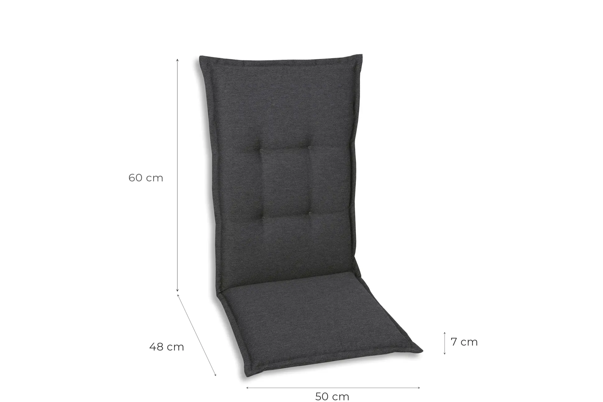 GO-DE Mittellehner-Auflage 108 cm x 50 cm x 7 cm, grau, anthrazit