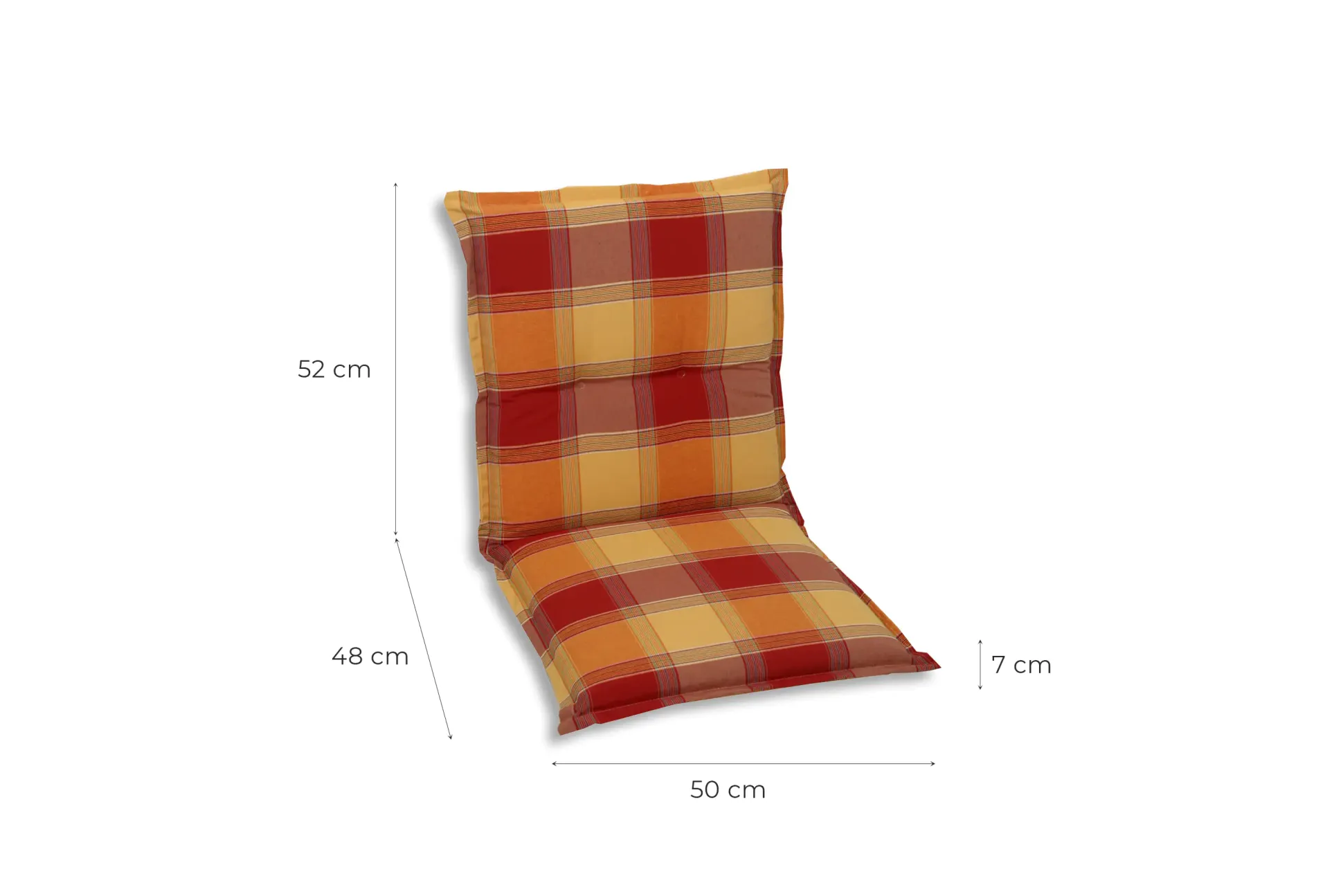 GO-DE Niederlehner-Auflage Classic 100 x 50 x 7 cm, rot kariert