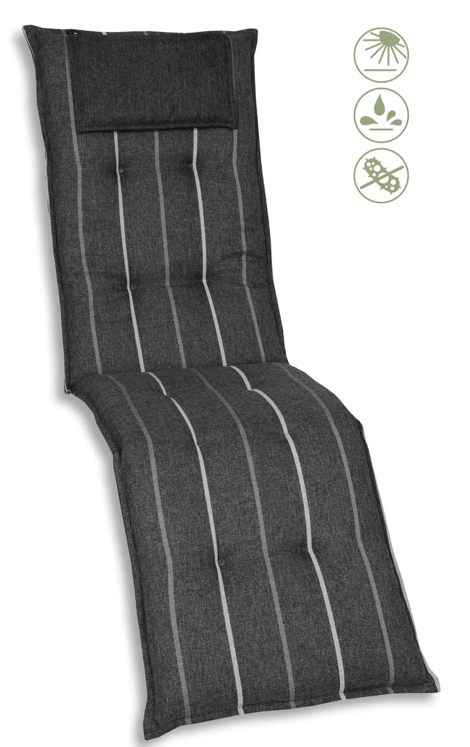 GO-DE Relax-Auflage 170 cm x 50 cm x 7 cm, grau, anthrazit