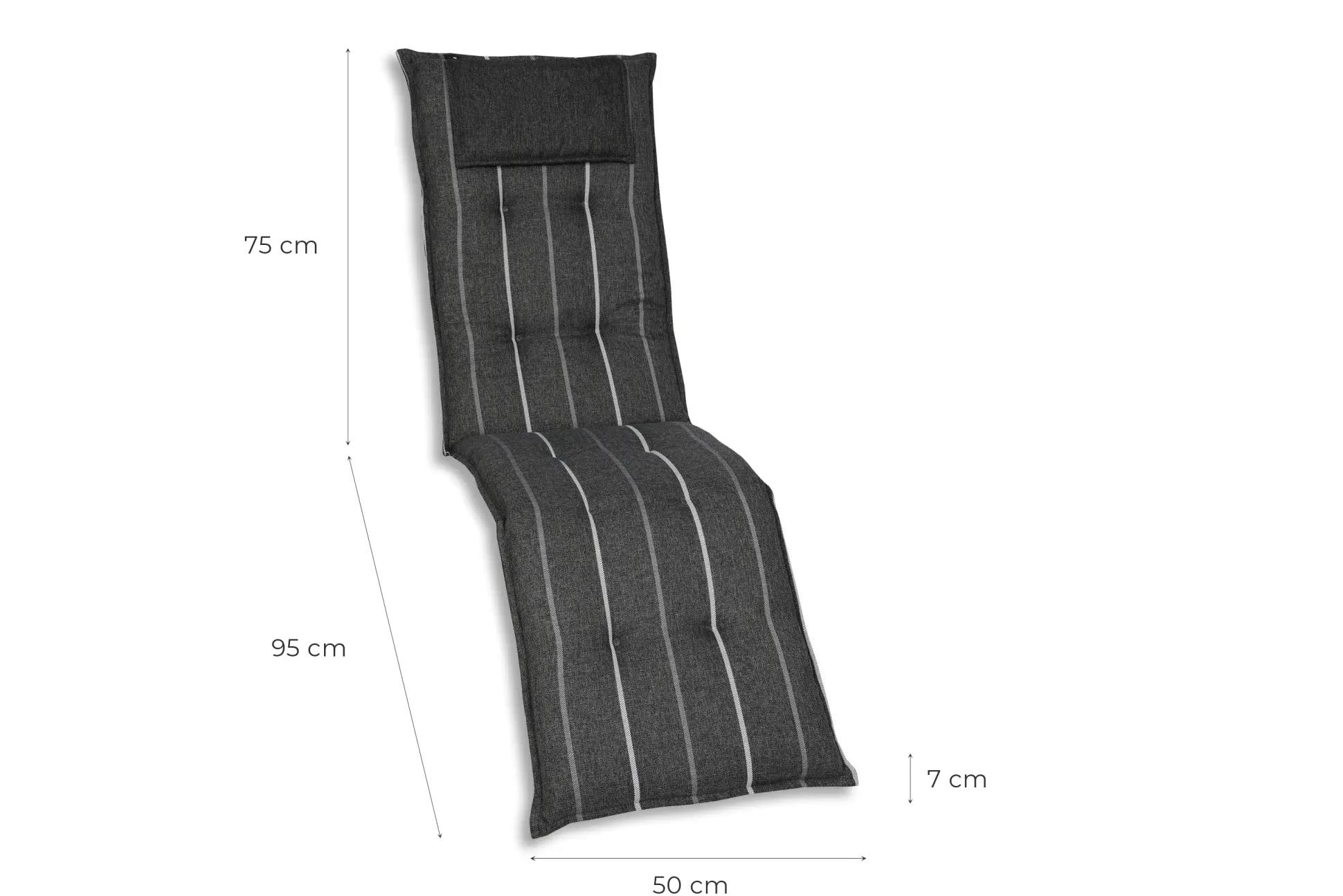 GO-DE Relax-Auflage 170 cm x 50 cm x 7 cm, grau, anthrazit