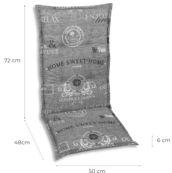 GO-DE Sesselauflage hoch 50 x 120 x 6 cm grau