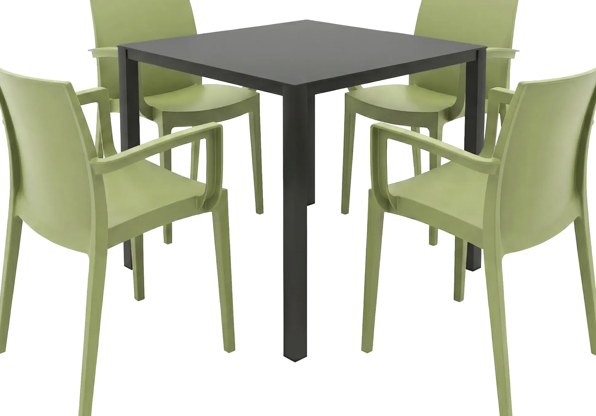 Grandsoleil Garten-Essgruppe Brunch/Venice 4 Personen Stahl/Kunststoff mit Armlehne olivgrün/schwarz