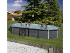 Gre Composite Pool oval grau, 804 x 386 x 124 cm