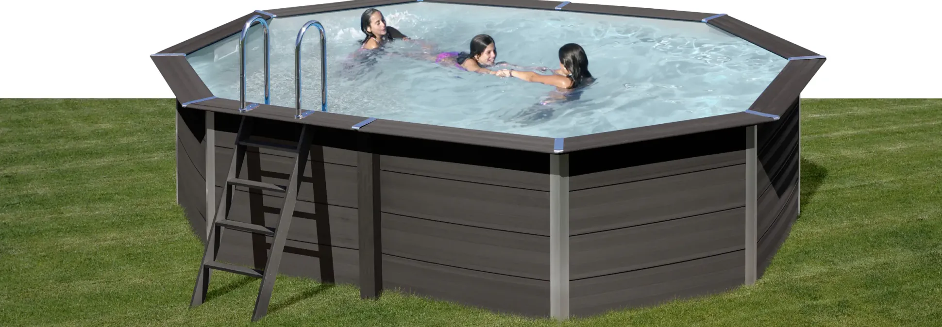 Gre Composite Pool oval grau, 524 x 386 x 124 cm