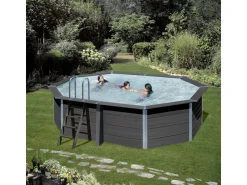 Gre Composite Pool oval grau, 524 x 386 x 124 cm