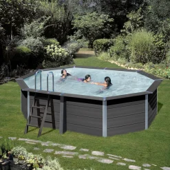 Gre Composite Pool oval grau, 524 x 386 x 124 cm