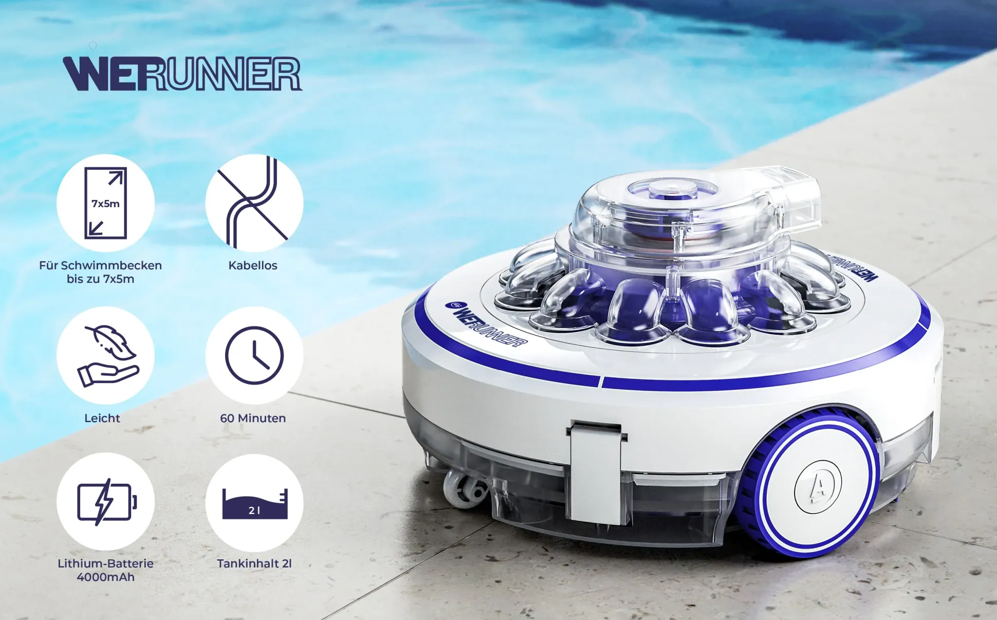 Gre Poolreiniger Wet Runner für Pools bis zu 7 x 5 m