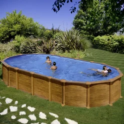 Gre Stahlwandpool Amazonia oval 730 x 375 x 132 cm Holzdekor