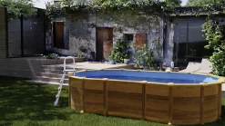 Gre Stahlwandpool Amazonia oval 610 x 375 x 132 cm, Holzdekor