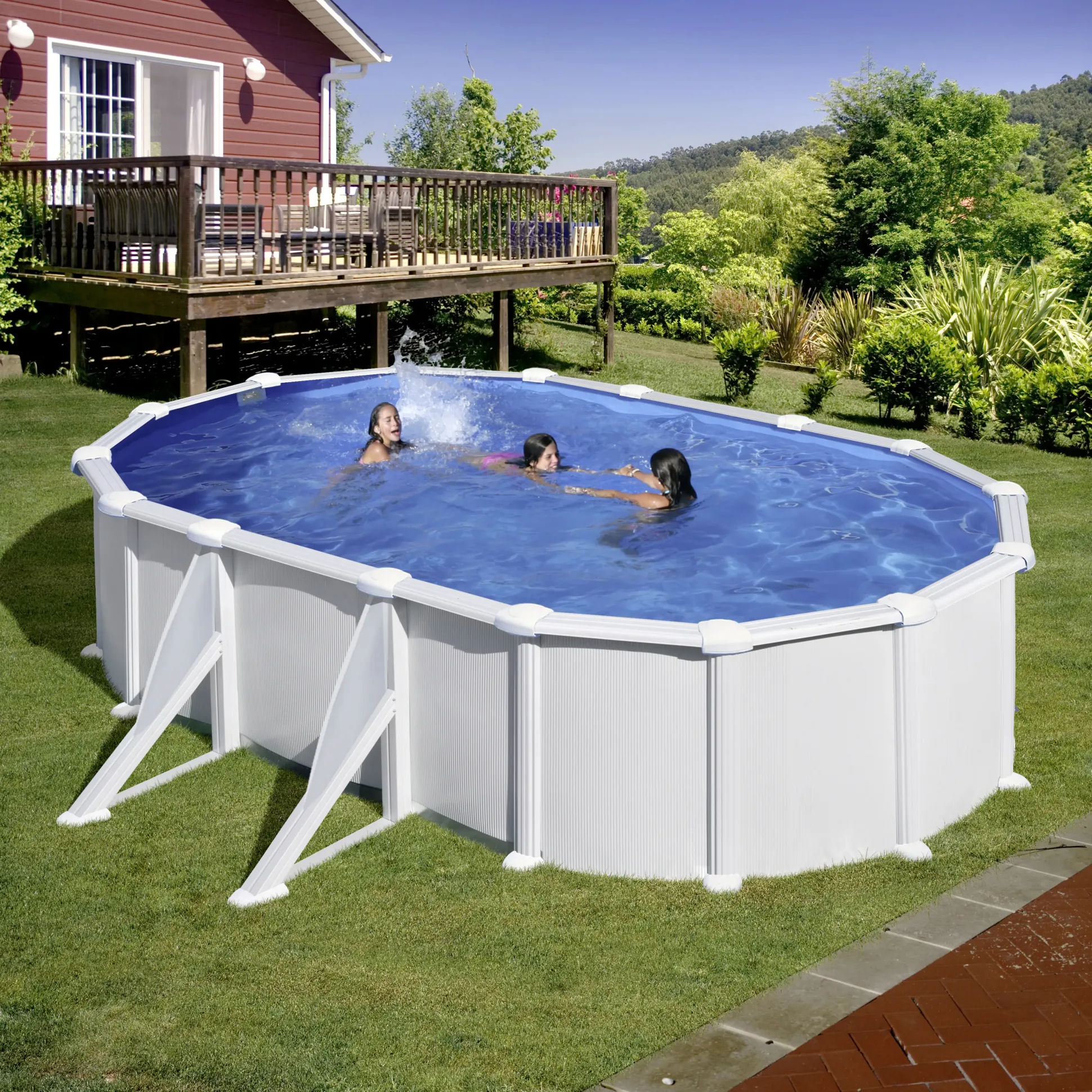 Gre Stahlwandpool Atlantis oval 610 x 375 x 132 cm, weiß