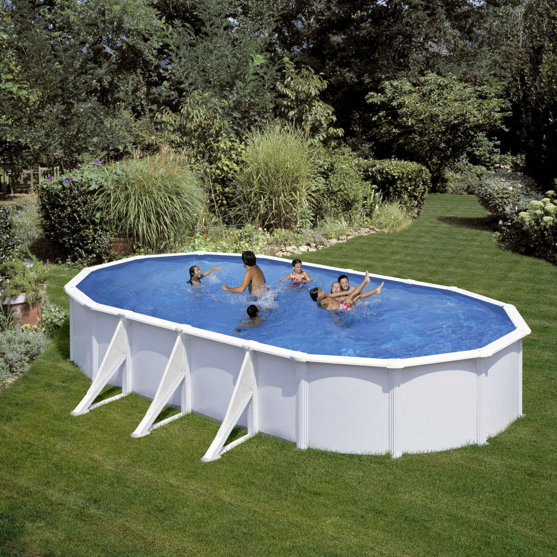 Gre Stahlwandpool Fidji oval 730 x 375 x 120 cm weiß