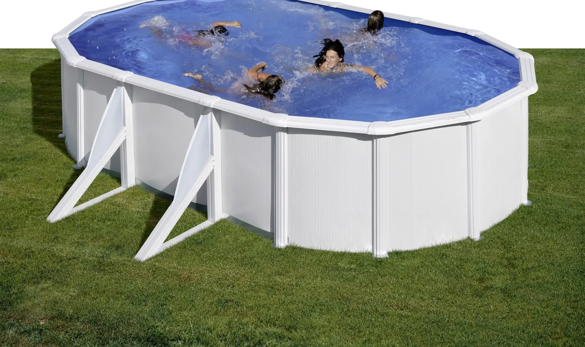 Gre Stahlwandpool Fidji oval 610 x 375 x 120 cm weiß