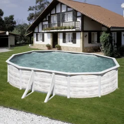 Gre Stahlwandpool Finnlandia oval 500 x 300 x 120 cm Holzdekor weiß