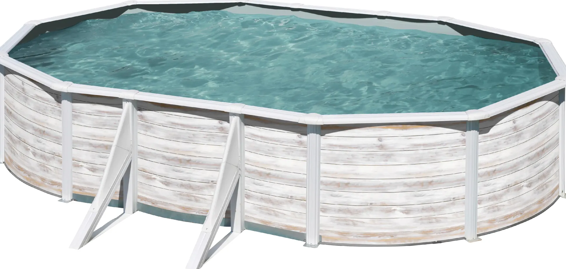 Gre Stahlwandpool Finnlandia oval 500 x 300 x 120 cm Holzdekor weiß