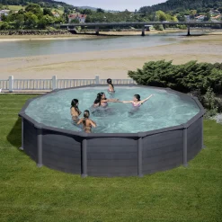 Gre Stahlwandpool Granada rund Ø 550 x 132 cm, graphit