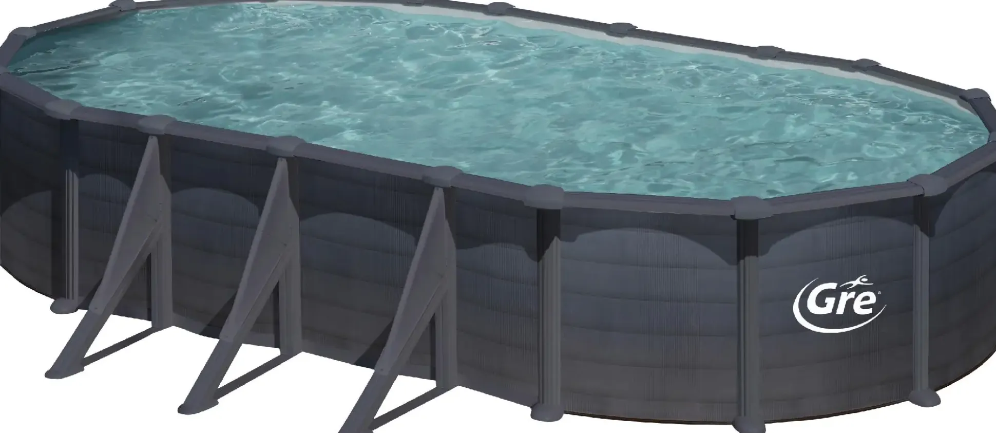 Gre Stahlwandpool Granada oval 730 x 375 x 132 cm, graphit