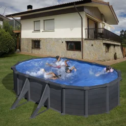 Gre Stahlwandpool Granada oval 610 x 375 x 132 cm, graphit
