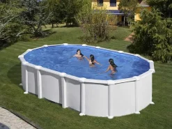 Gre Stahlwand-Pool Haiti, 610 x 375 x 132 cm Omega Oval Weiß