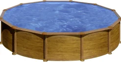 Gre Stahlwandpool Mauritius rund Ø 550 x 132 cm Holzdekor