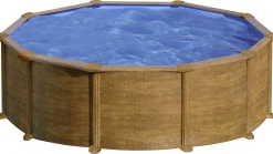 Gre Stahlwandpool Mauritius rund Ø 460 x 132 cm Holzdekor