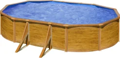 Gre Stahlwandpool Pacific oval 610 x 375 x 120 cm Holzdekor