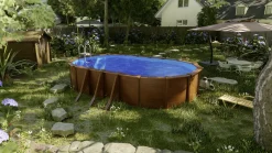 Gre Stahlwandpool Pacific oval 730 x 375 x 120 cm Holzdekor