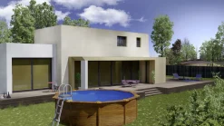 Gre Stahlwandpool Sicilia rund Ø 350 x 120 cm Holzdekor