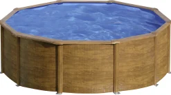 Gre Stahlwandpool Sicilia rund Ø 460 x 120 cm Holzdekor