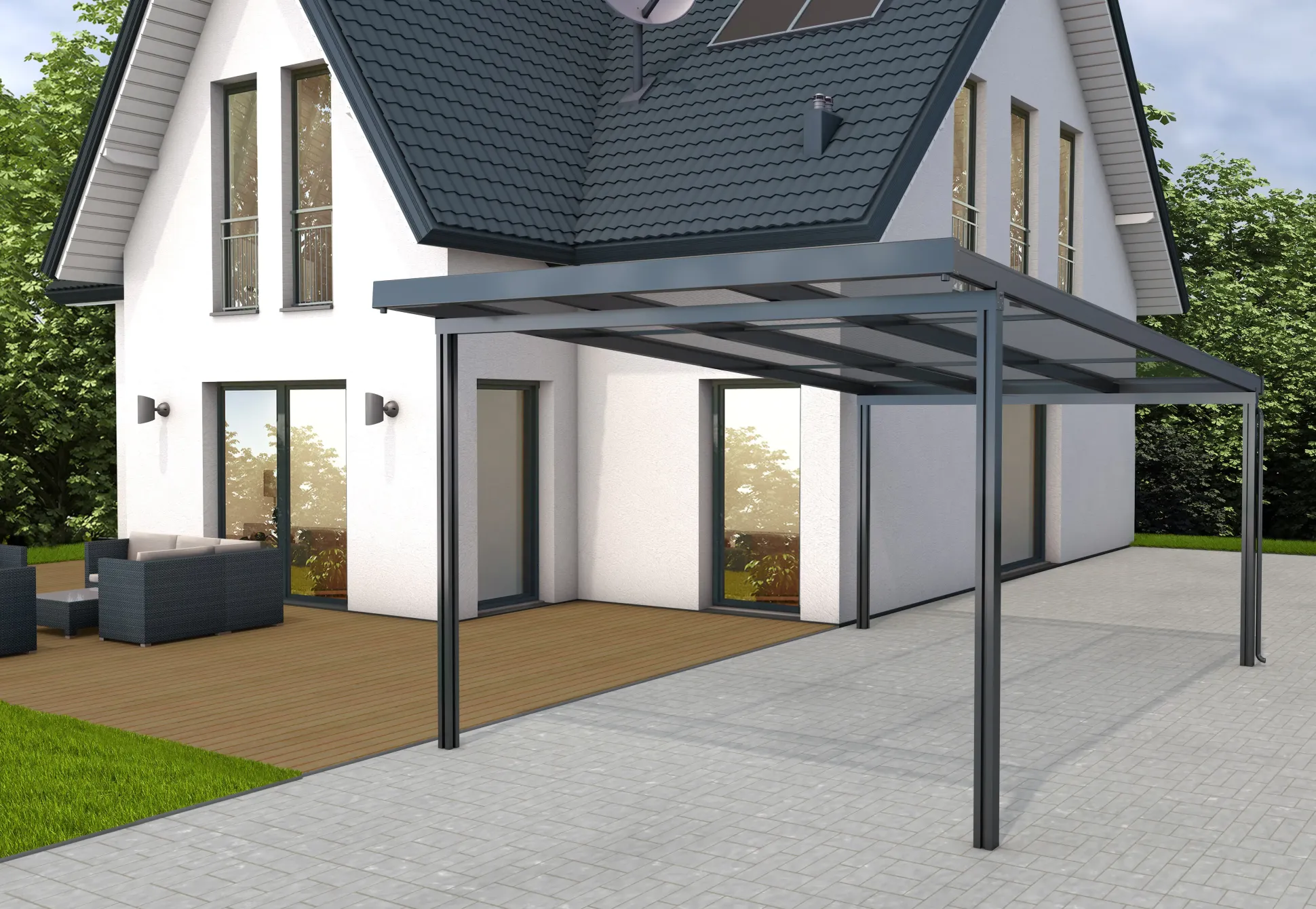 Gutta Premium Carport 309,4 x 562 cm, anthrazit, Acryl klar 16 mm