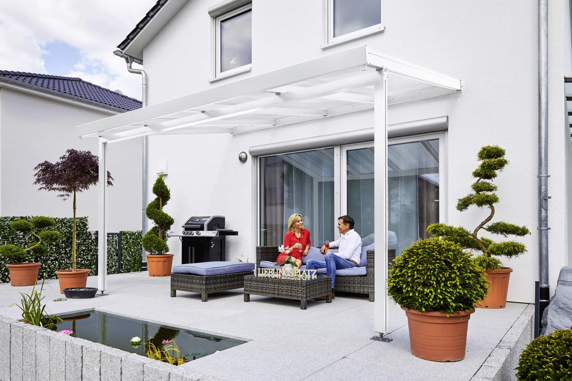 Gutta Premium Terrassendach 410,2 x 306 cm weiß PC klar 16 mm