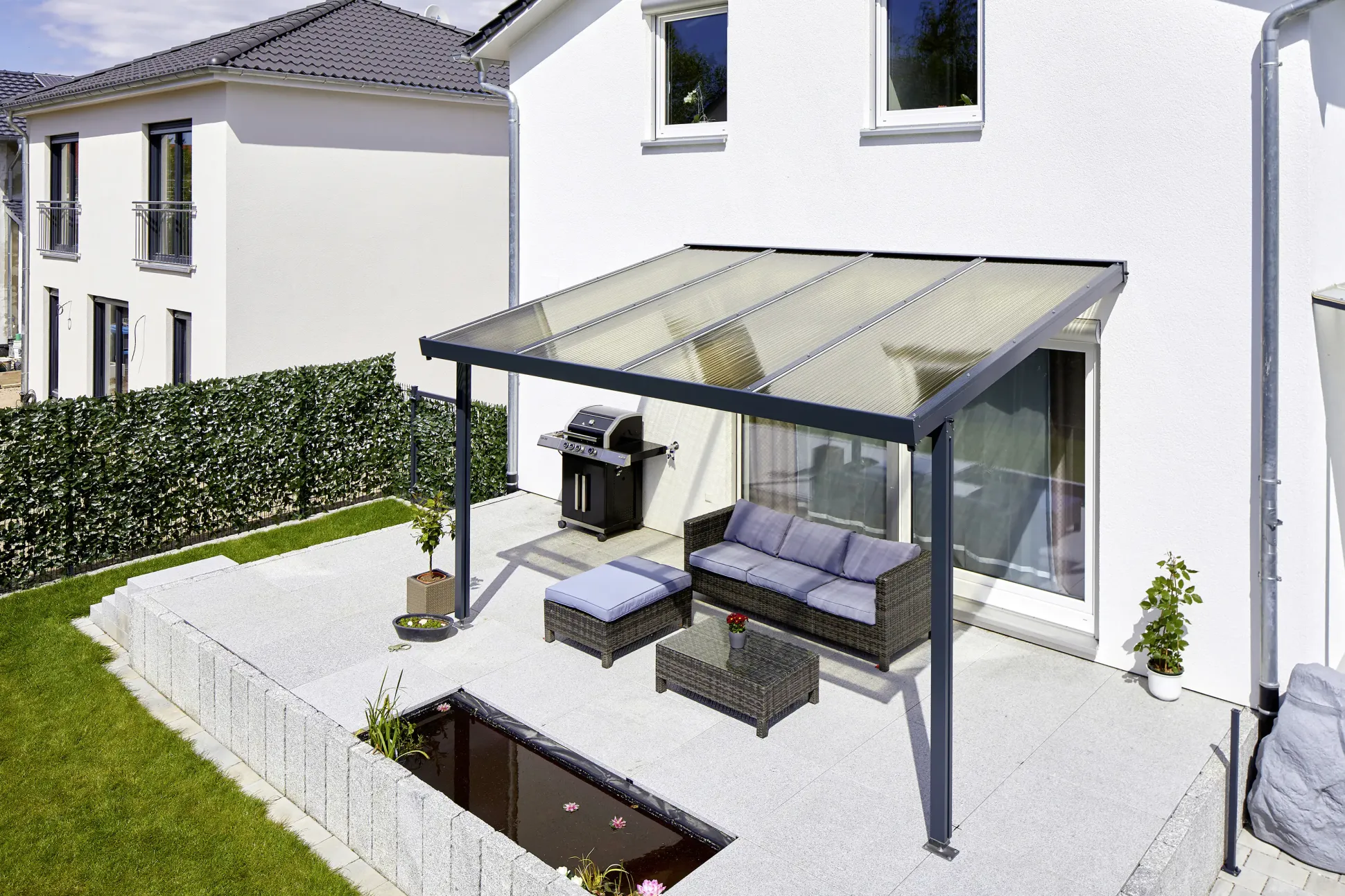 Gutta Premium Terrassendach 410,2 x 306 cm anthrazit Acryl bronce 16 mm