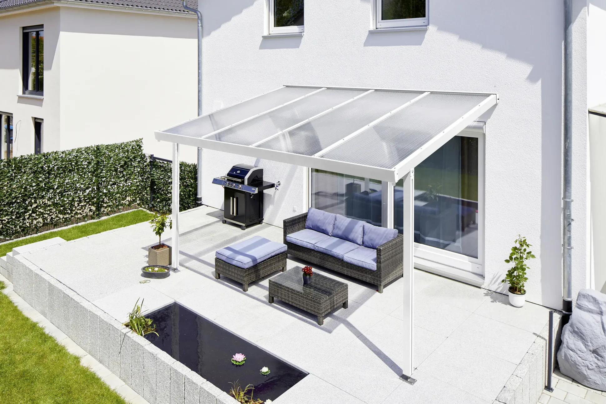 Gutta Premium Terrassendach 410,2 x 406 cm weiß Acryl klar 16 mm