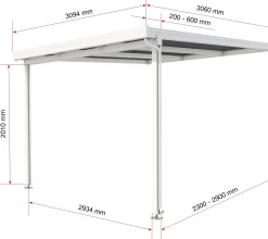 Gutta Premium Terrassendach 309,4 x 306 cm weiß PC weiß opal 16 mm