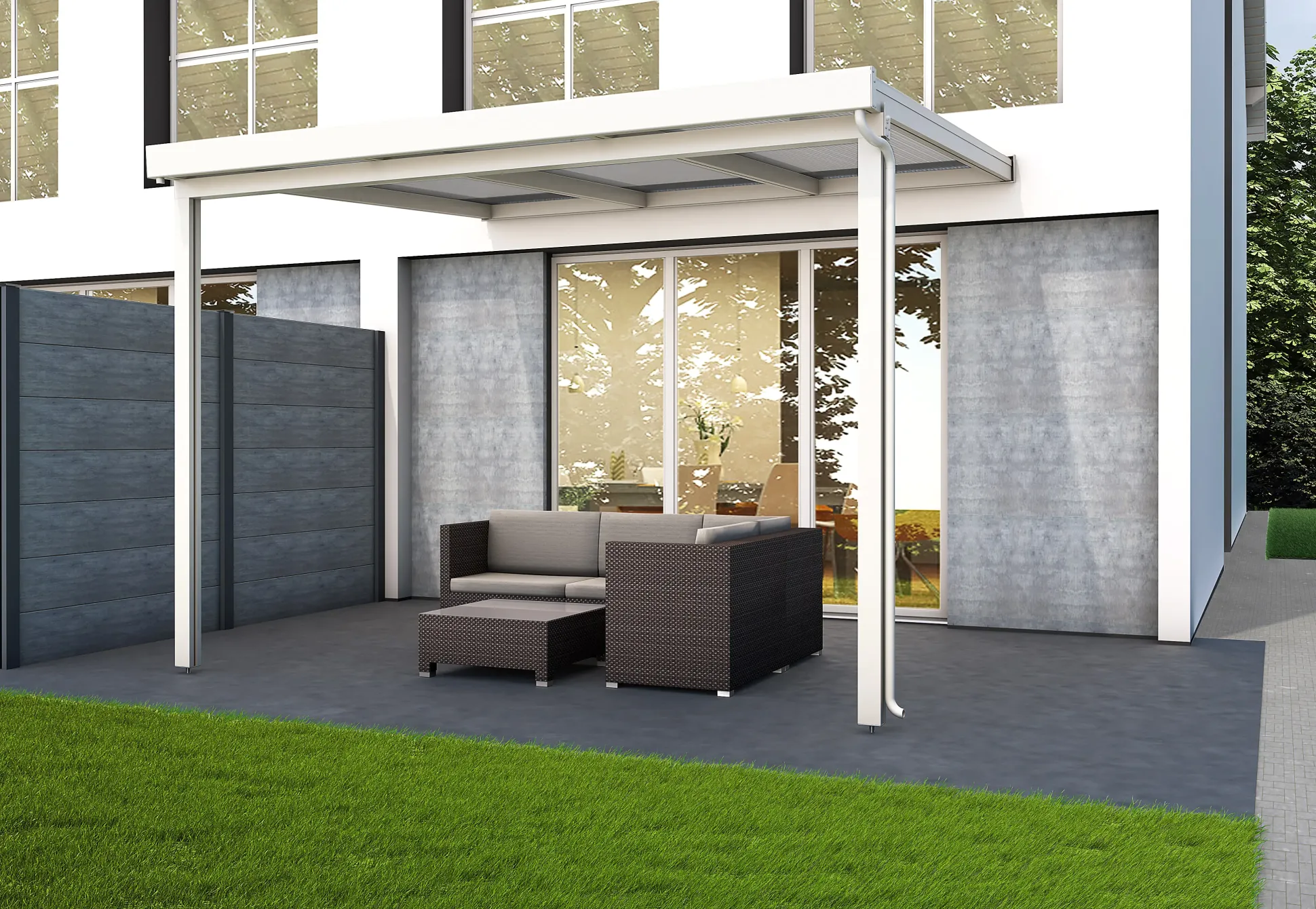 Gutta Premium Terrassendach 309,4 x 306 cm weiß PC weiß opal 16 mm